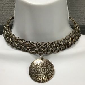 Choker braided Necklace oxidized silver Metal